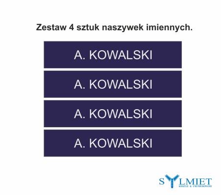 Komplet naszywek imiennych na rzep granatowych - 4 szt.