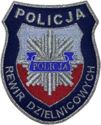 Naszywka tarcza POLICJA REWIR DZIELNICOWYCH granatowa
