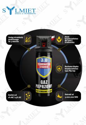 Gaz pieprzowy Terminator 3.0, strumień, 50ml
