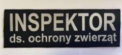 Obrazek dla: Napis Inspektor ds. Ochrony Zwierząt srebrny na czarnej kodurze