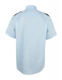 Koszula służbowa z krótkim rękawem, niebieska + czarne patki i pagony, męska