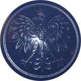 Guzik Stalowy na wąsach z orłem w koronie