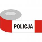 Taśma odgradzająca jednostronna białoczerwona z napisem POLICJA