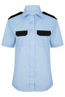 Koszula służbowa z krótkim rękawem, niebieska + czarne patki i pagony, damska